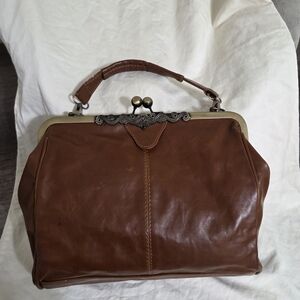 Vintage Brown Genuine Leather Doctor Bag Satchel | Frame Closure